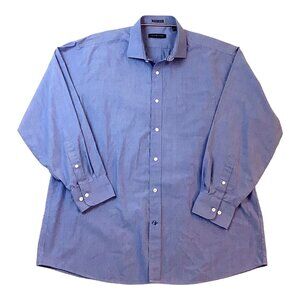Tommy Hilfiger Blue Dotted Button Up Long Sleeve Shirt Mens Size 17.5-34/35